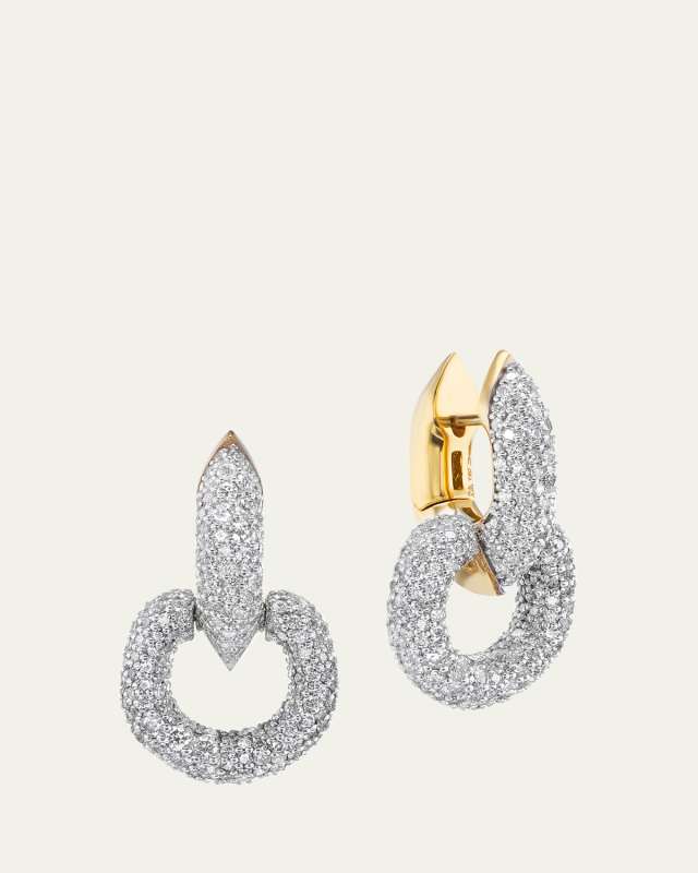 18K Yellow Gold Shard Diamond Huggie Hoop Earrings